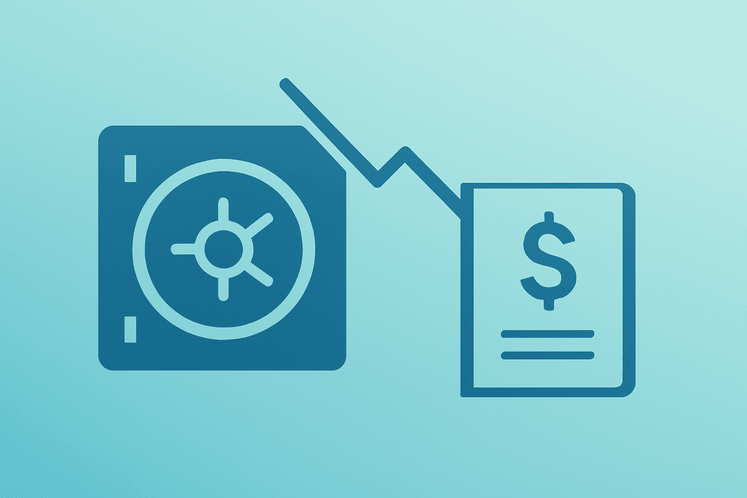 Flat vector of a bank vault merging with a wealth ledger, reflecting NatWest Evelyn Partners acquisition and capital strain.