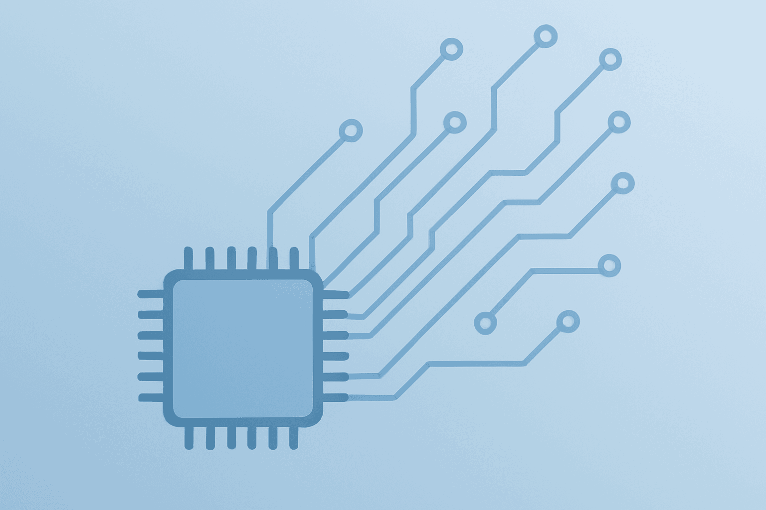 Flat vector server chip with expanding circuit, symbolizing Meta AWS Graviton deal and multibillion-dollar AI infrastructure