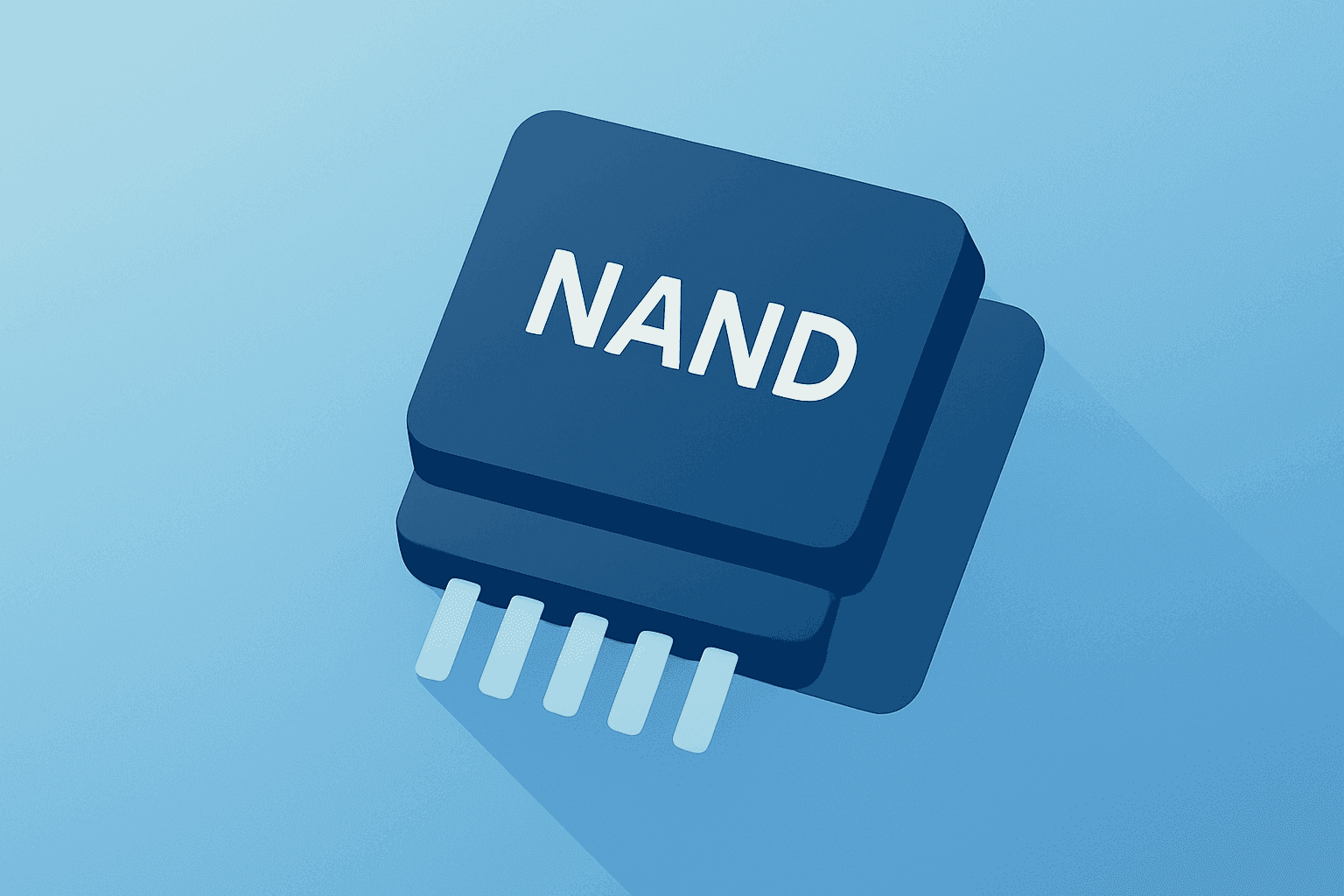 Flat vector illustration of a stacked chip module symbolizing High Bandwidth Flash standardization and consortium validation.