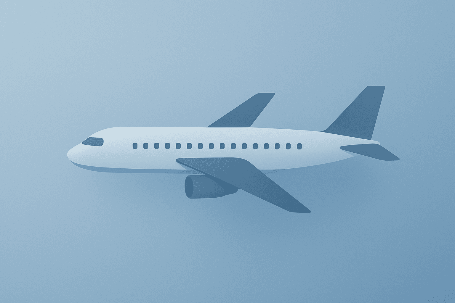 Flat vector airplane with a shadowed rear and bright nose to show American Airlines earnings miss and stronger 2026 guidance.