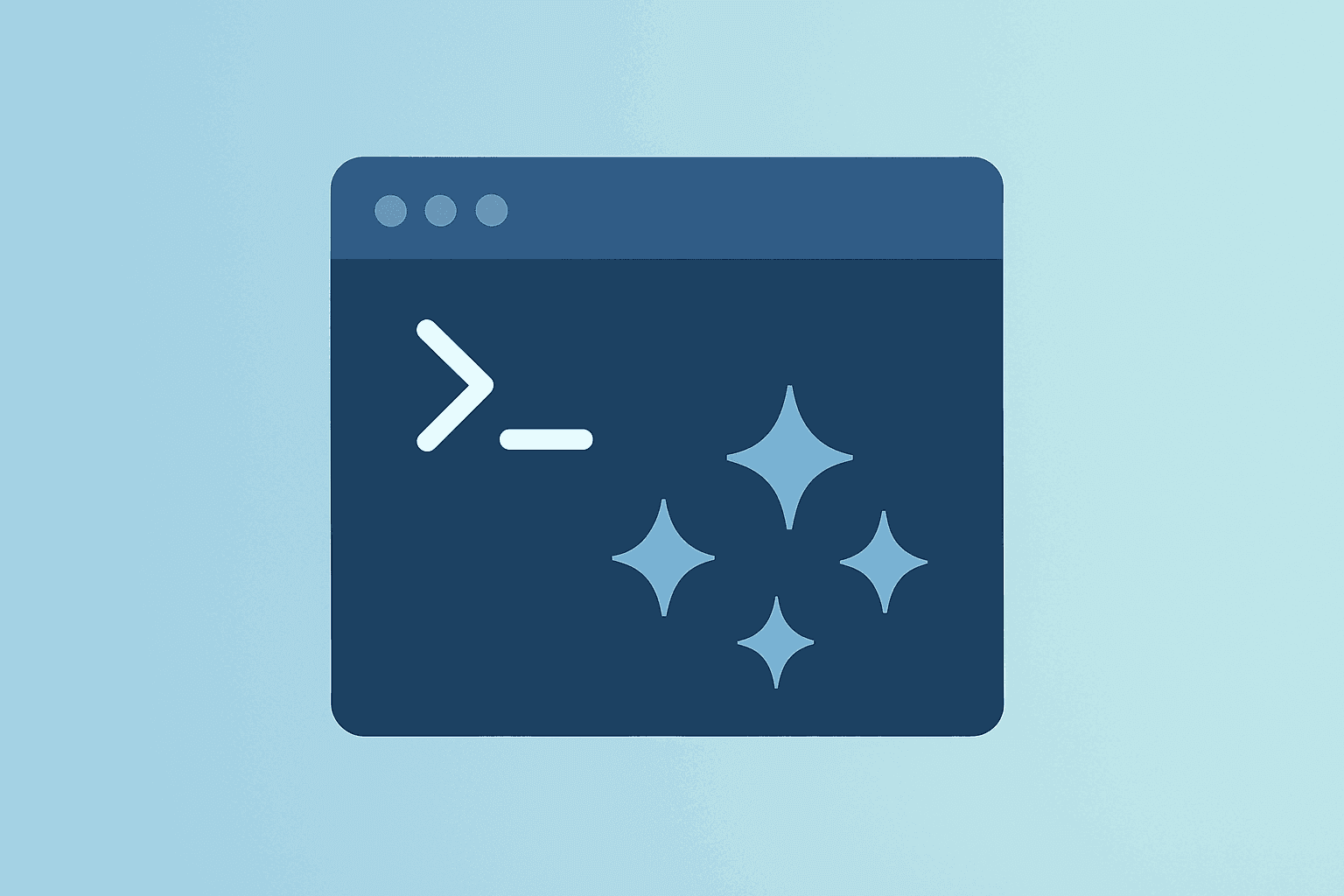 Flat filled vector of a terminal console sparking persistent agents to symbolize Muse Code under a light amber-sand gradient.