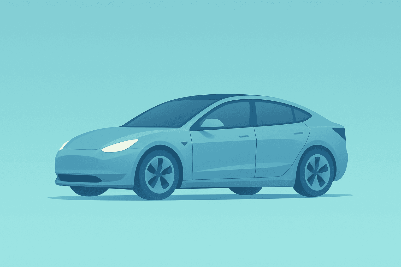 Flat vector electric sedan with a dimmed headlight symbolizing delivery surge and trimmed guidance for NIO Q3 2025 results