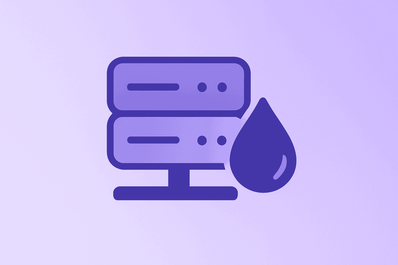 Flat filled vector of a server merging with a calm signal motif to represent easing energy risk and US stocks rally.
