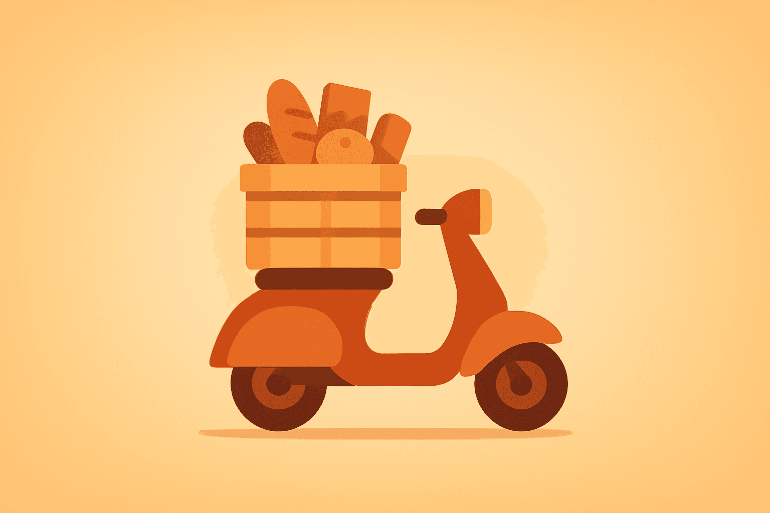 Flat-vector delivery scooter and overloaded crate to symbolize food-delivery margin strain in JD.com Q3 2025 earnings.