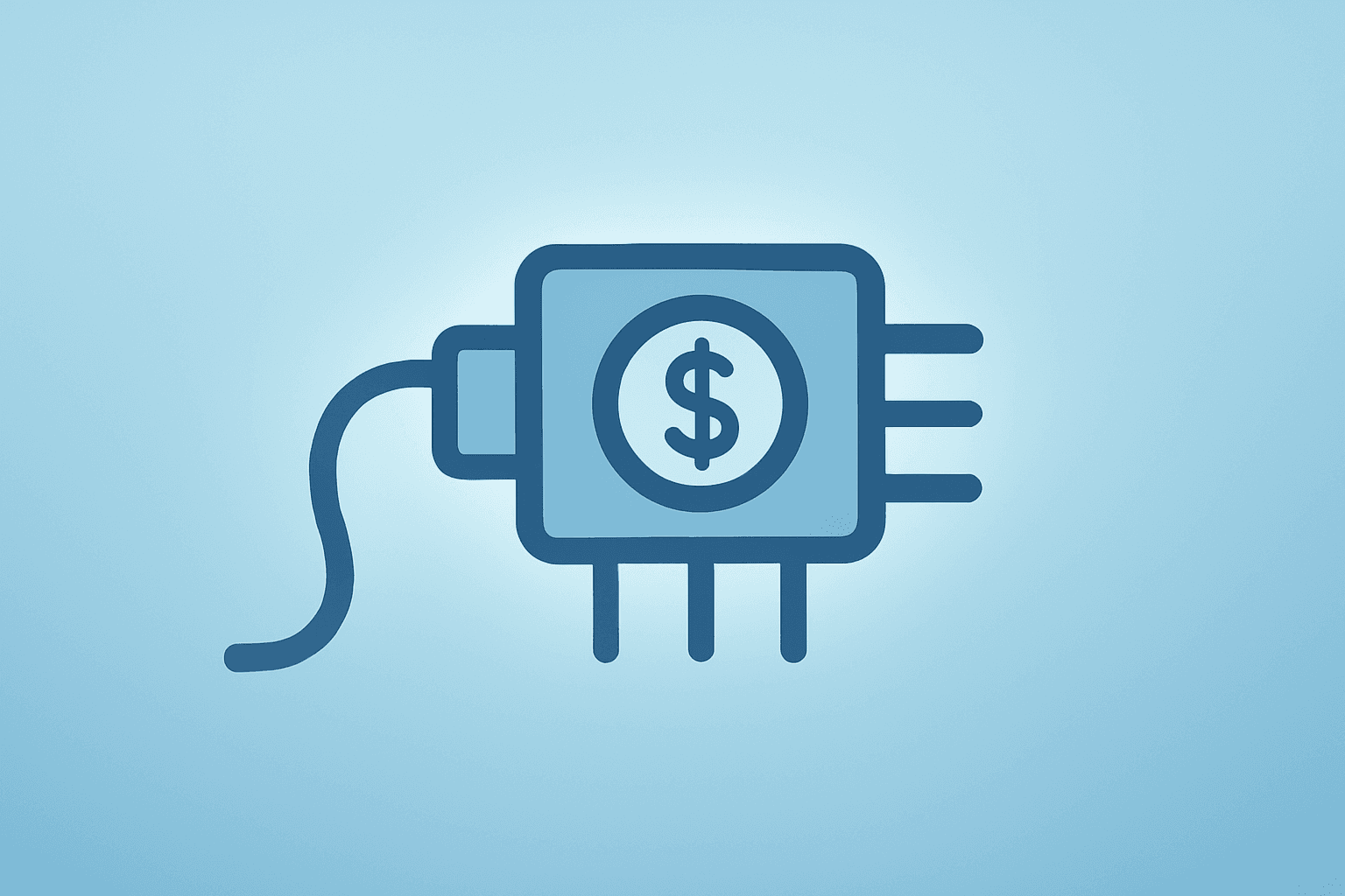 Flat filled vector of a cable connector module with a dimmed glow symbolizing Amphenol earnings and guidance tension.