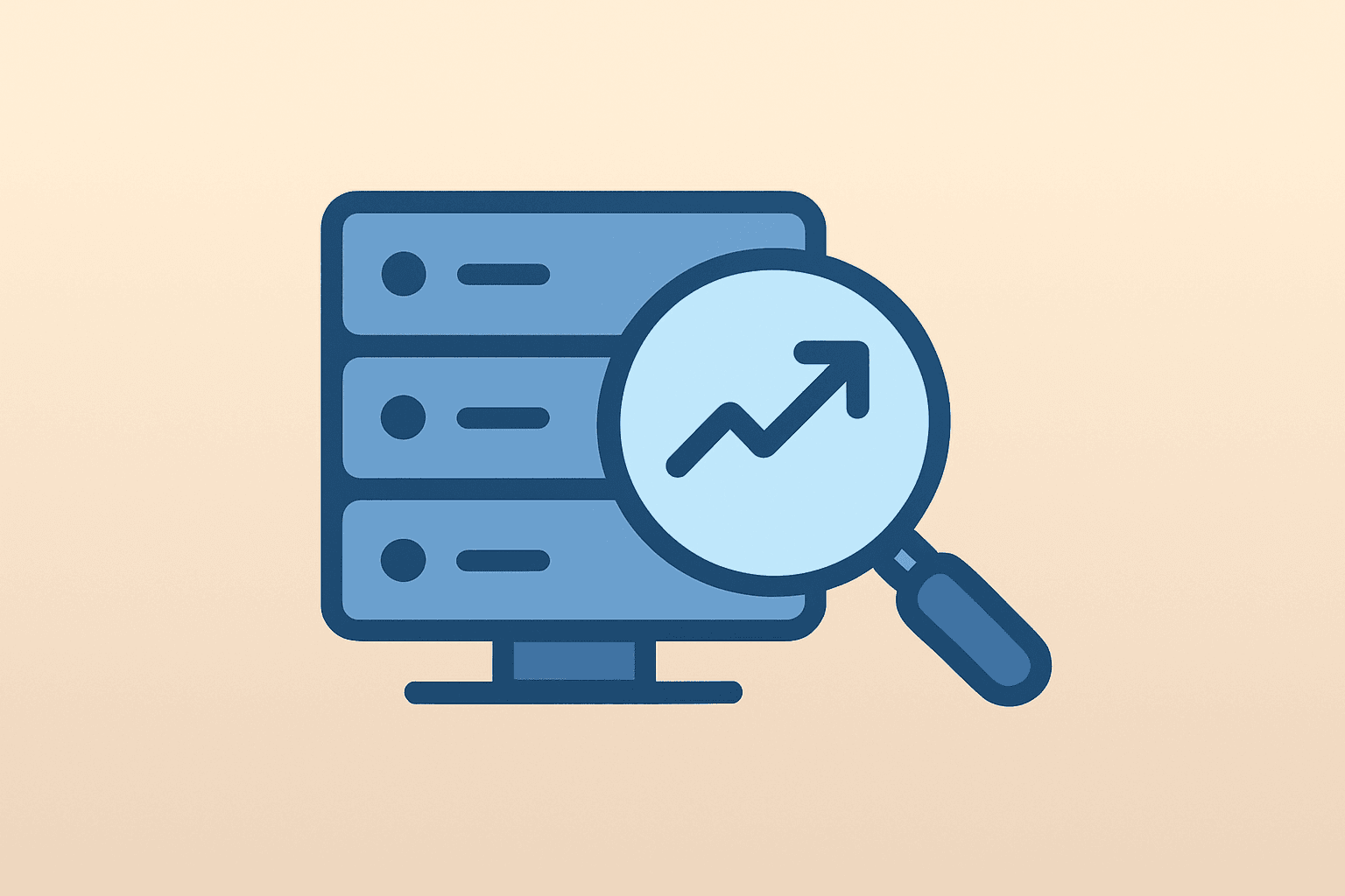 Flat vector of a marketing server fused with a magnifying glass to represent Adobe to Acquire Semrush and SEO integration.