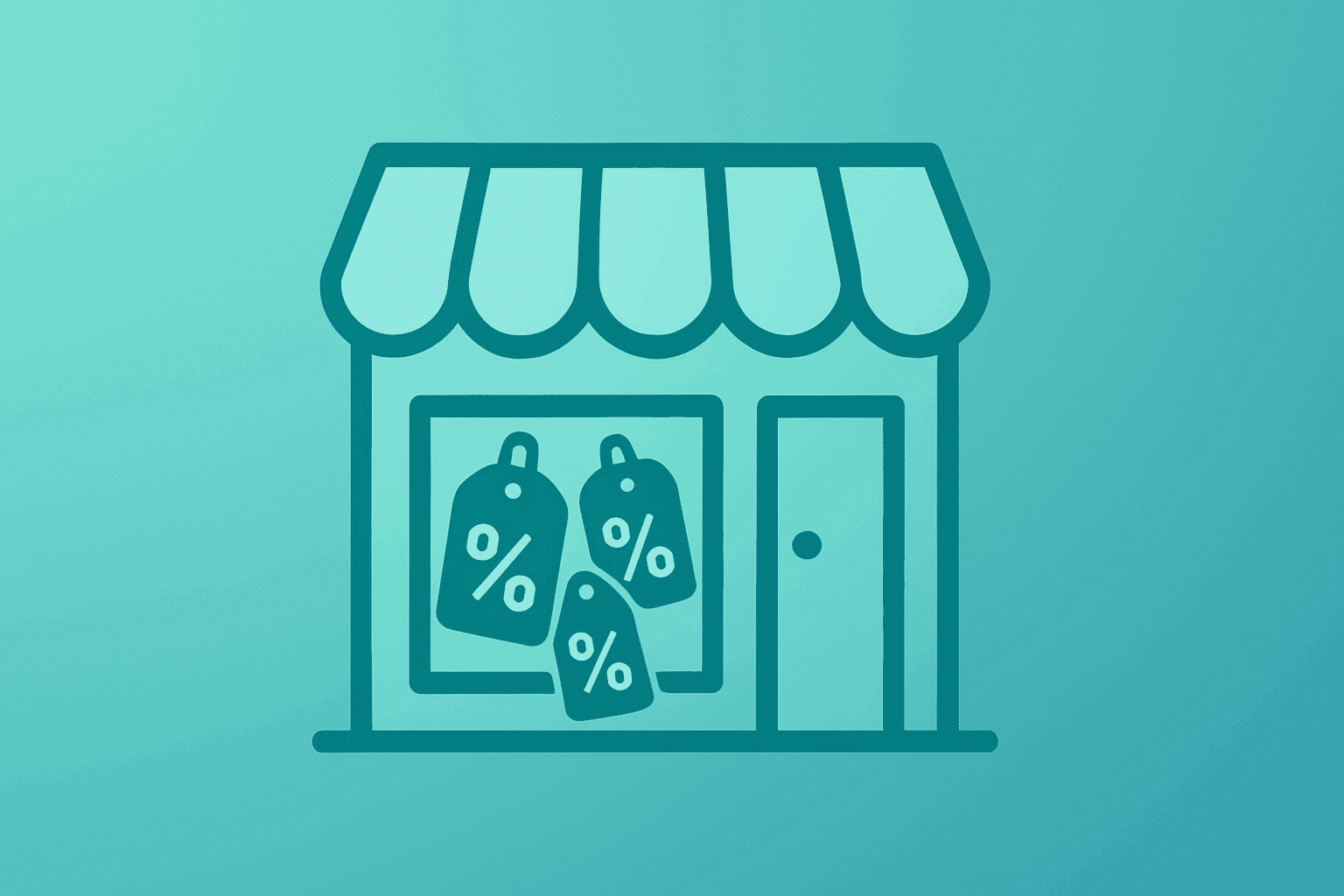 Centered flat vector of a retail storefront brimming with branded closeouts representing Ross Stores earnings momentum.