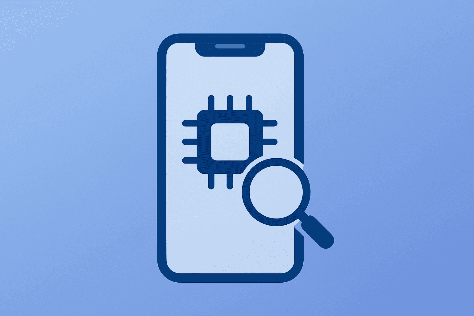 Minimal flat-vector smartphone core under scrutiny illustrating Apple AI lawsuit settlement and potential device payouts.