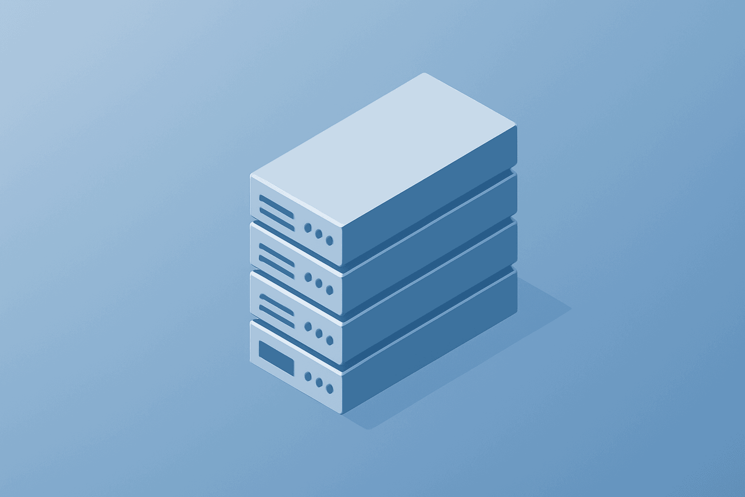 Flat-vector server rack expanding core cluster on a slate-ice gradient background signaling AMD stock data-center momentum ahead of earnings.