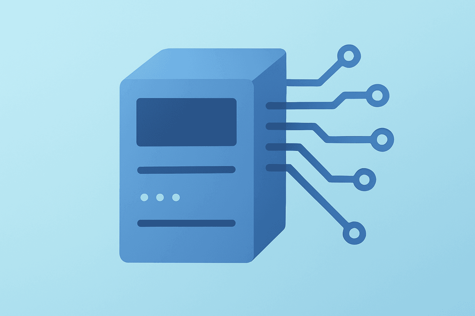 Flat filled vector of a retail server merging circuits to symbolize Walmart leadership changes and AI platform centralization