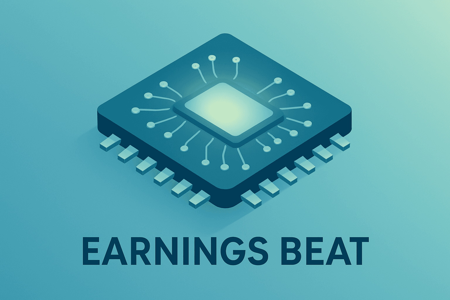 Flat vector of a server component dimming against a halo, symbolizing Credo Technology Q3 results and mixed market reaction
