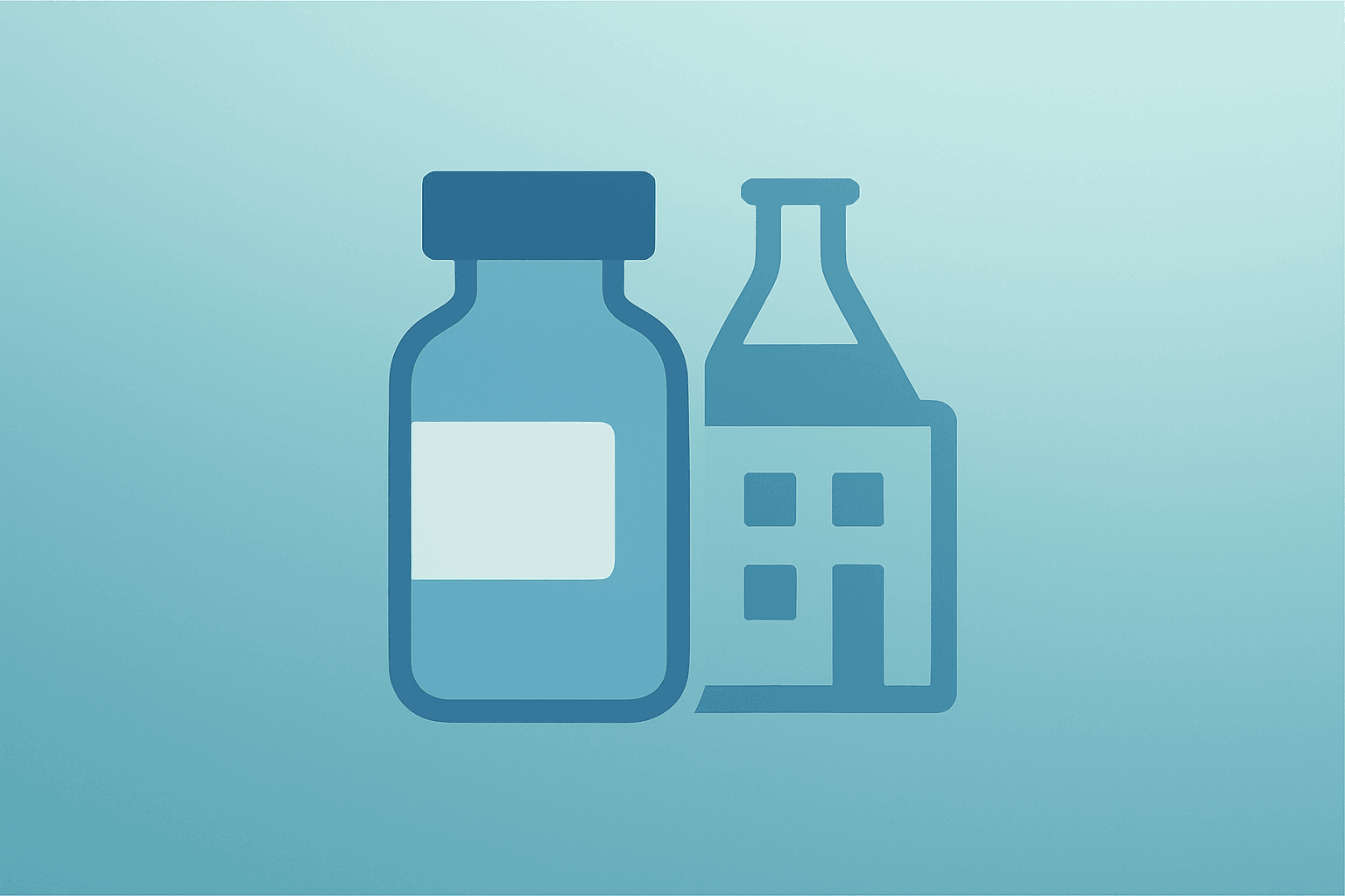 Flat vector of a drug vial merging with a lab module to symbolize Eli Lilly to Buy Merida Biosciences and pipeline growth.