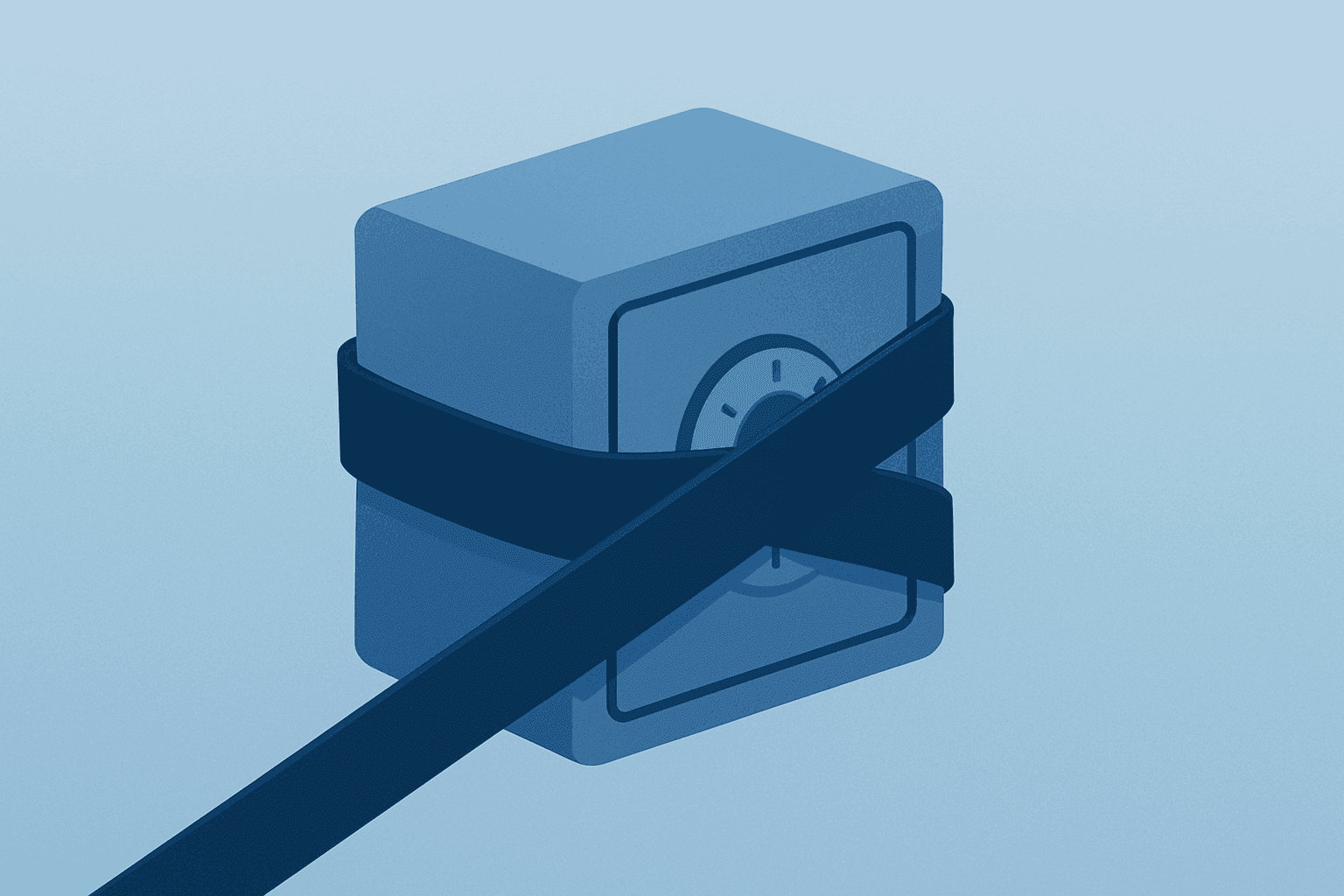 Flat vector of a reserve vault wrapped by a tightening band to symbolize Fed minutes' hawkish tilt.