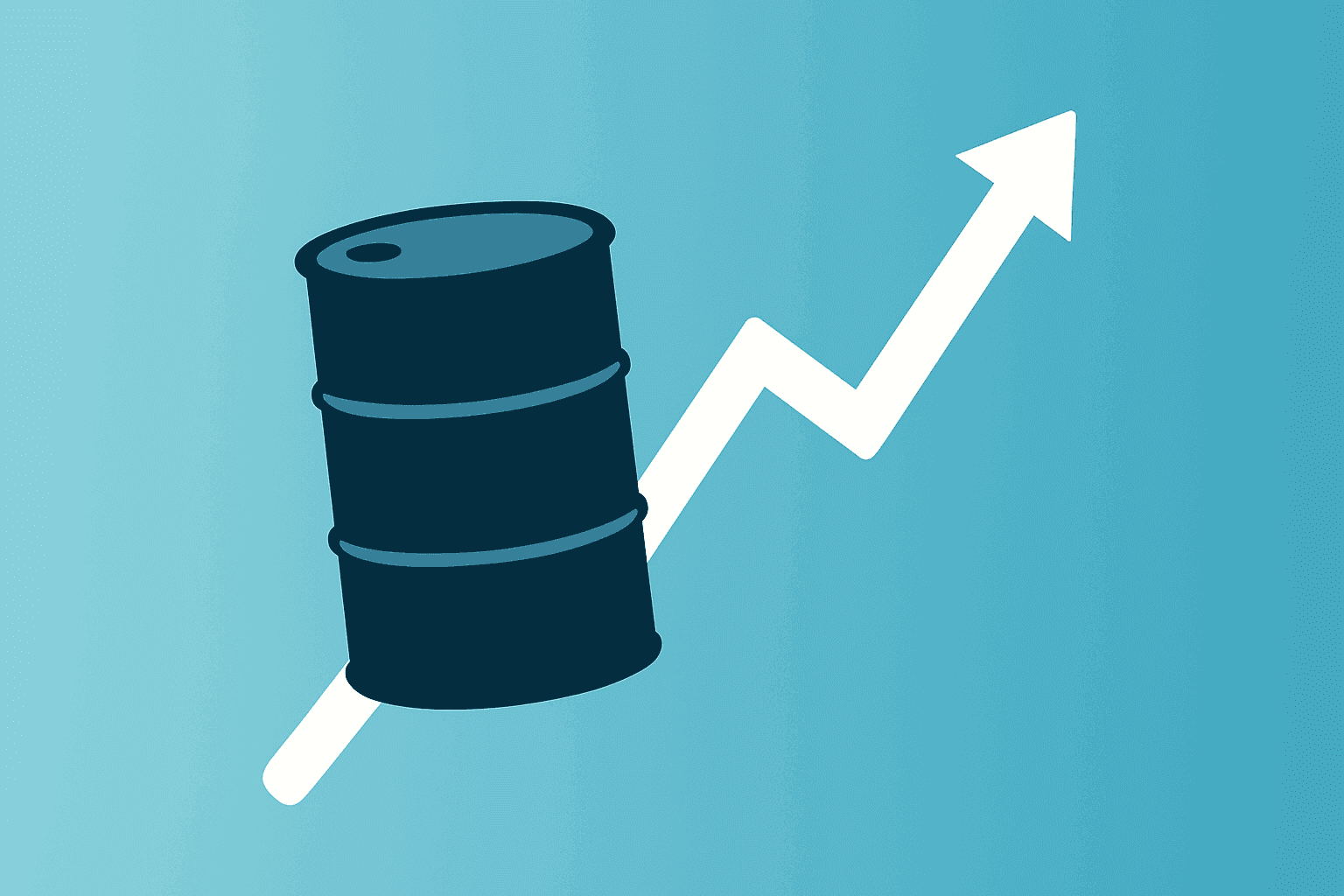 Flat filled vector of a single oil barrel merging with a market shield to evoke S&P 500 Near Record Highs and CPI risk