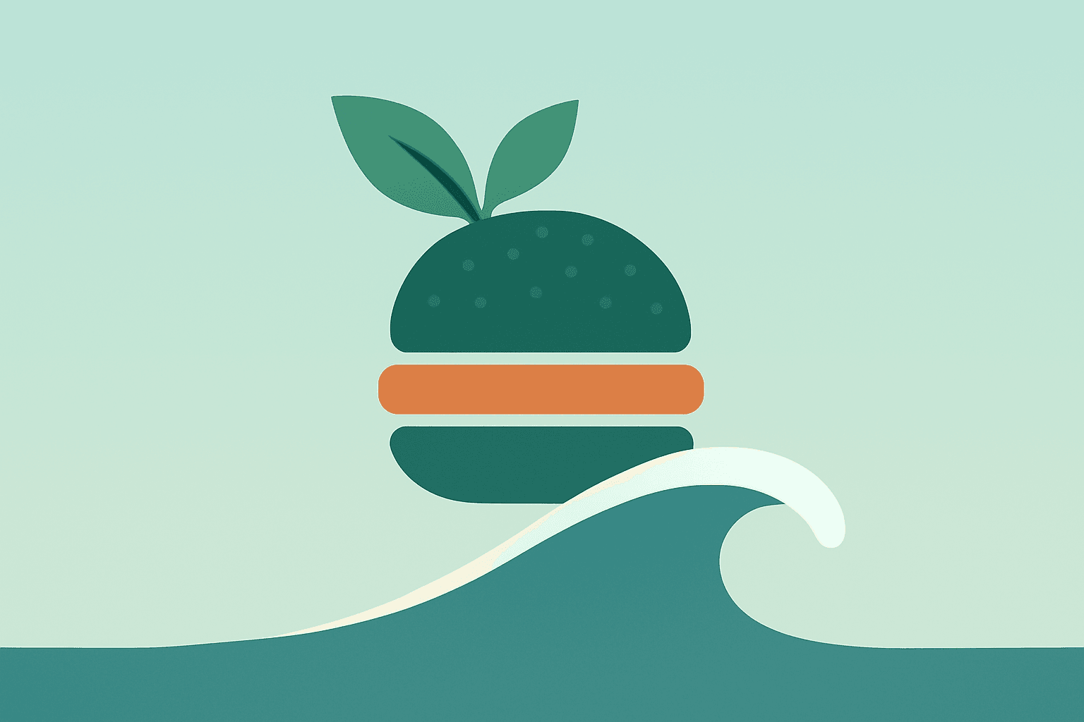 Flat vector of a plant-based meat icon under a market pulse representing Beyond Meat stock surge and meme volatility.