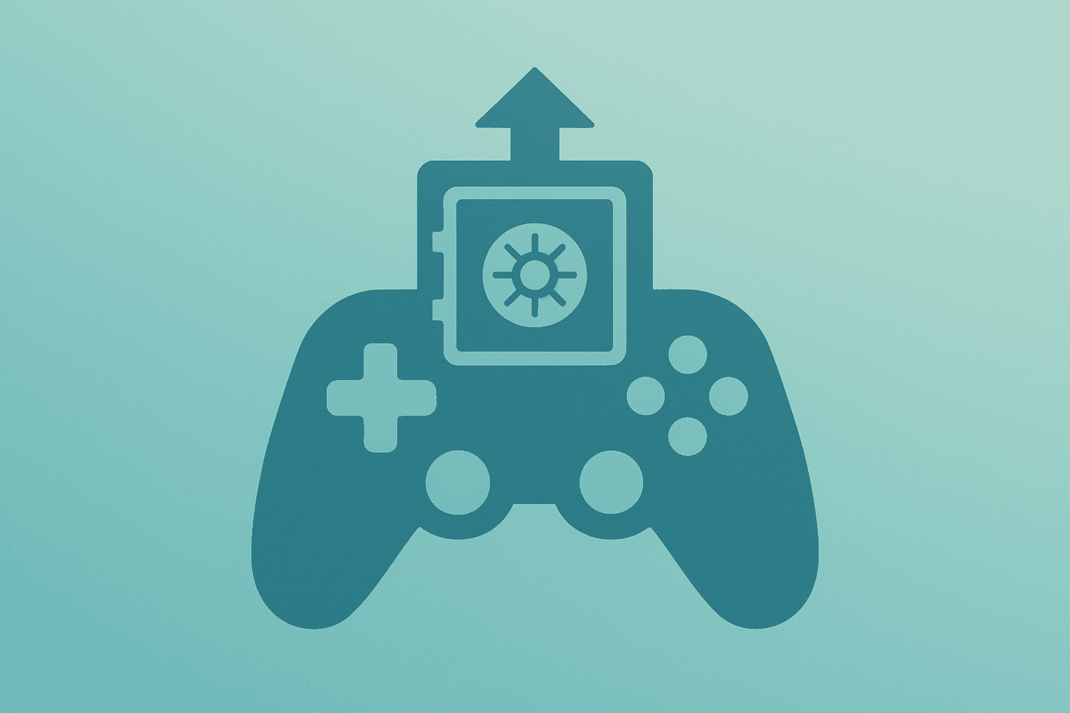 Flat vector of a game controller merged with a vault to symbolize GameStop CEO pay tied to ambitious market and profit goals.