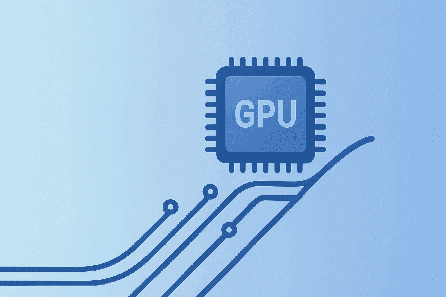 Flat vector of a GPU die on a rising circuit wave symbolizing Nvidia stock record highs after an Intel-led rally.
