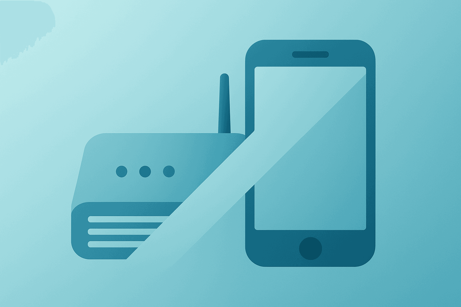 Flat vector of a modem merging with a smartphone to symbolize subscriber convergence in AT&T Q1 2026 results with shadow lift.