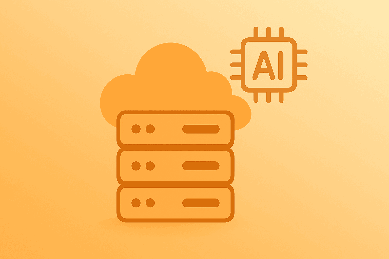 Flat vector server icon merging cloud and database motifs to symbolize Veeva earnings beat and AI-driven growth.