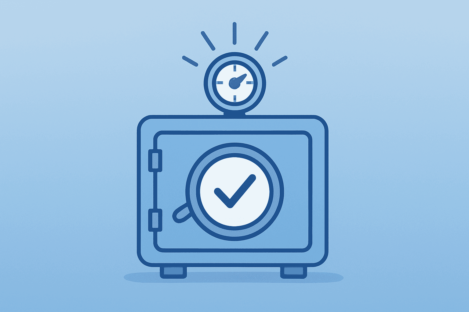 Flat vector of a compliance vault under pressure representing Kyndryl stock during a delayed SEC filing and controls review.