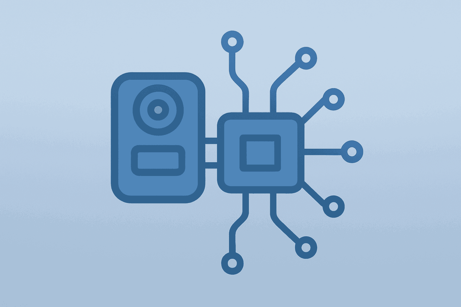 Flat vector bodycam fused with server expanding circuits depicting Axon Q2 results, ARR growth and margin strain.