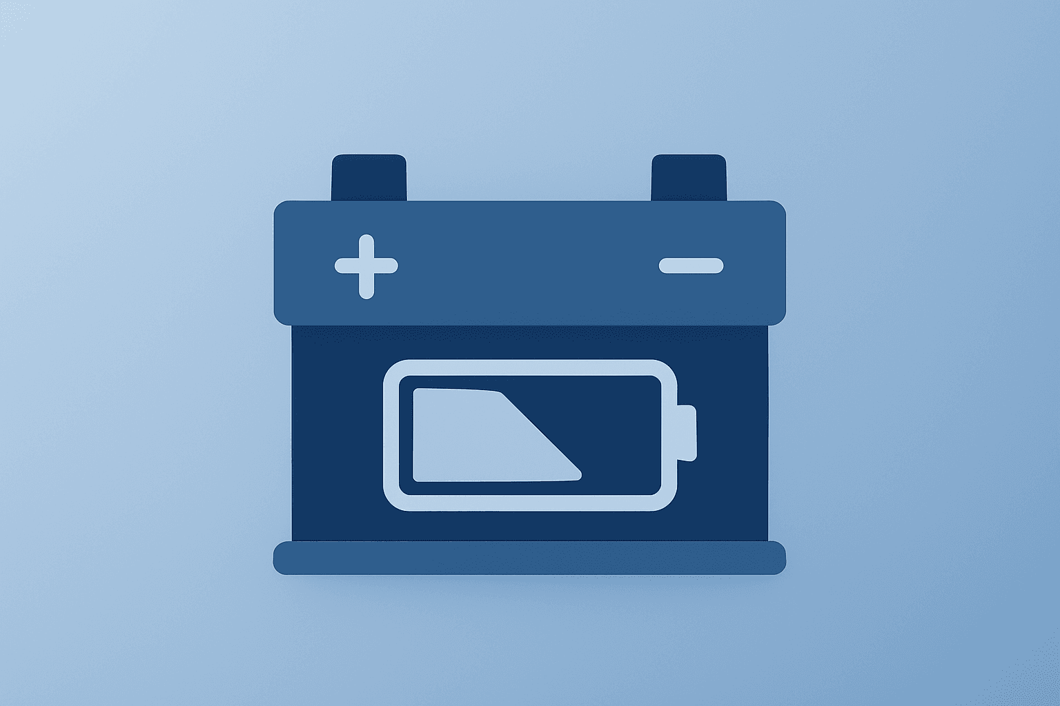Flat vector of a dimming car battery cell symbolizing GM Q4 earnings amid EV write-downs and Ultium idling.