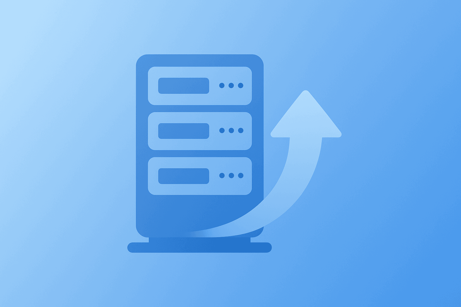 Flat filled vector of a server chassis surging forward to symbolize Intel earnings and AI data center momentum.