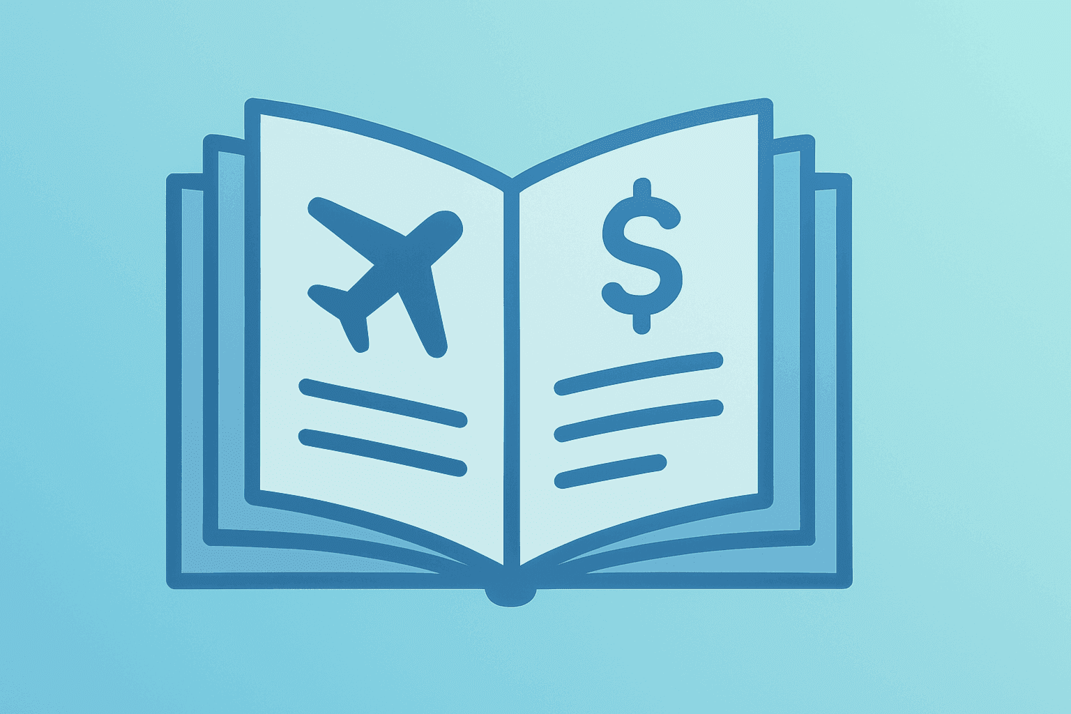Flat vector travel booking ledger unfurling to symbolize Navan Q1 2027 earnings, record bookings and growth.