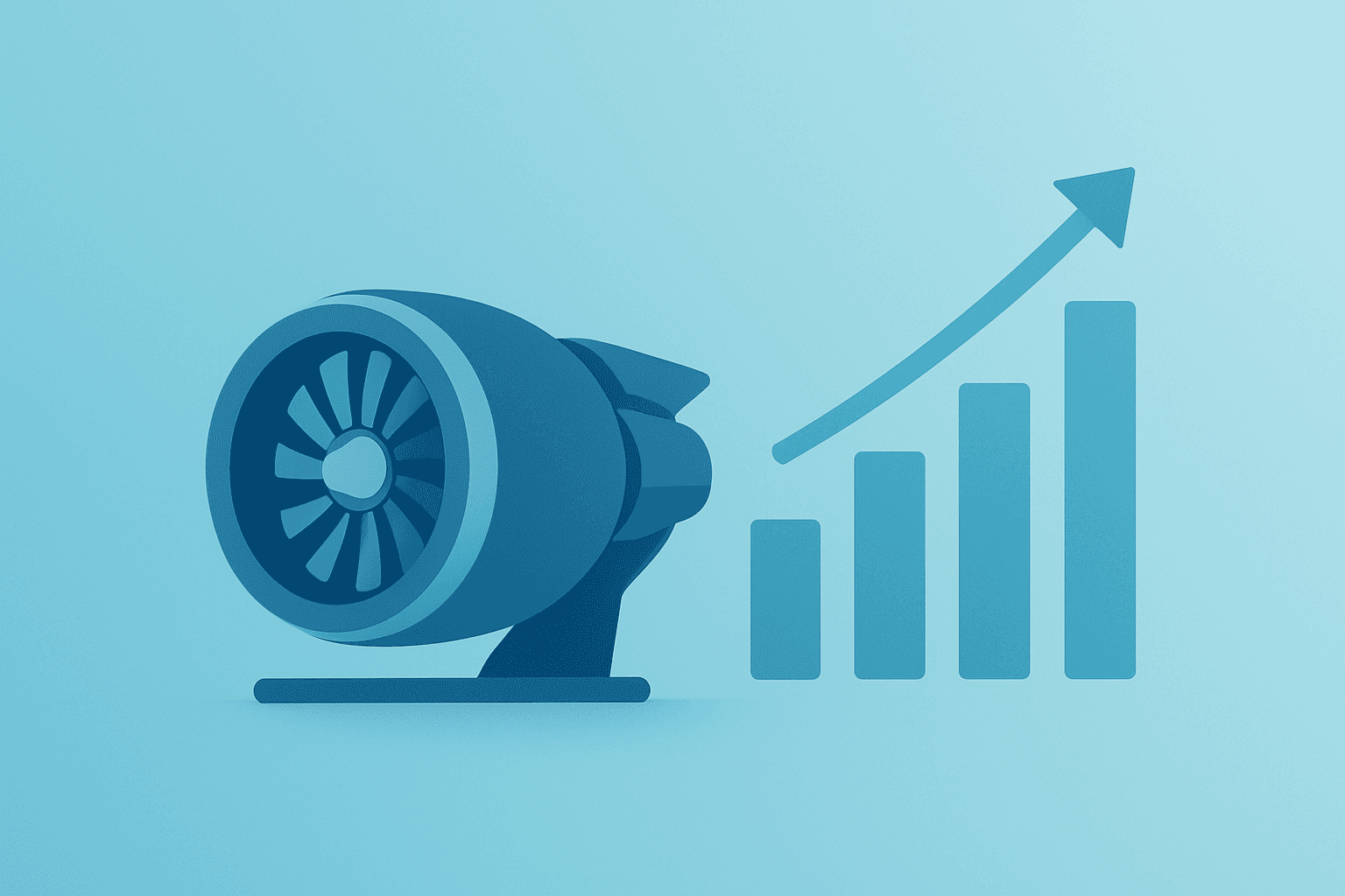 Flat vector of a gas turbine linked to a server rack to suggest data-center demand boosting GE Vernova earnings outlook.