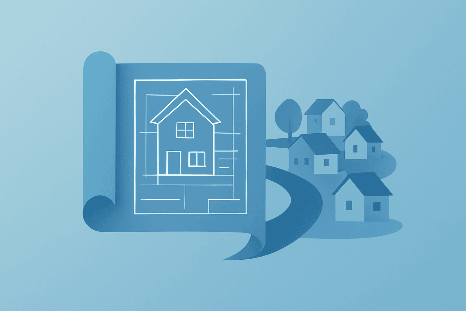 Flat filled vector of a home expanding footprint to symbolize the Dream Finders Beazer acquisition and consolidation.