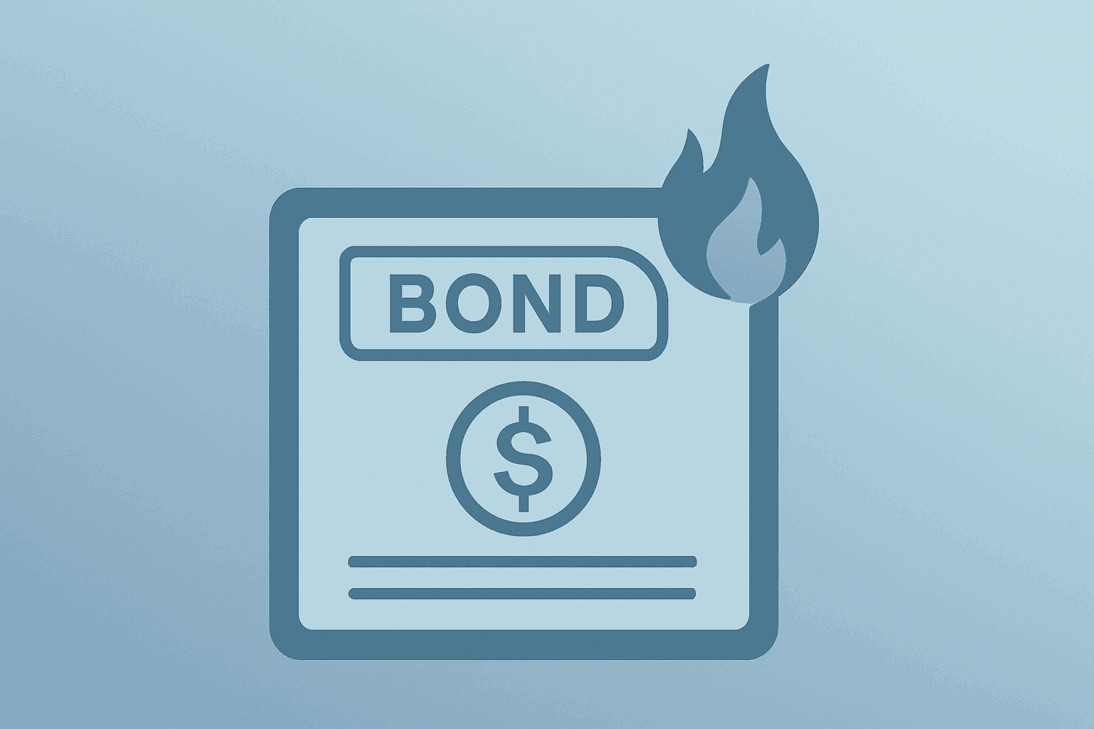 Flat filled vector of a bond certificate with smoldering edge signaling Fed minutes rate hike risk.