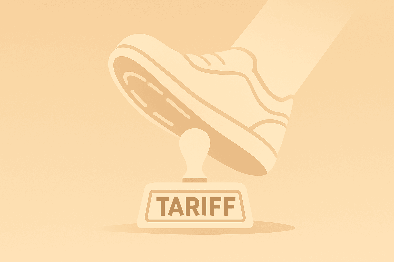 Flat vector of a shoe sole and tariff stamp on smooth gradient, reflecting Nike Q4 earnings margin lift and China weakness.