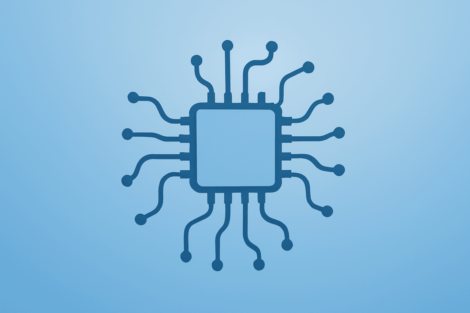 Flat vector of a semiconductor chip fused with an expanding circuit to illustrate US Stocks Recover and a chip-led rebound.