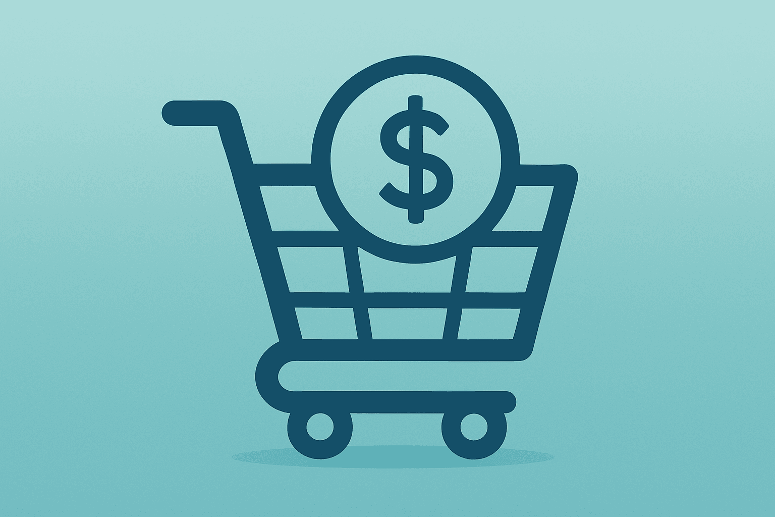 Centered flat vector retail cart bowed under investment weight, symbolizing MercadoLibre Q4 2025 earnings tradeoff.