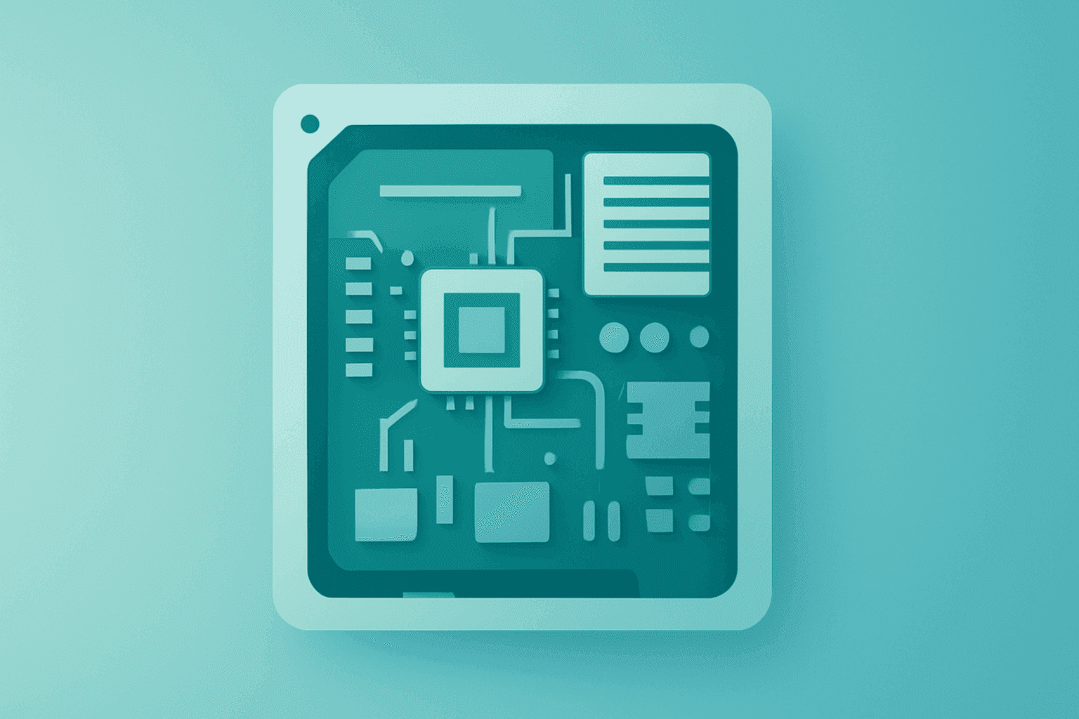 Flat-vector device chassis merged with an engineering gear to symbolize Apple Overhaul and management cuts.