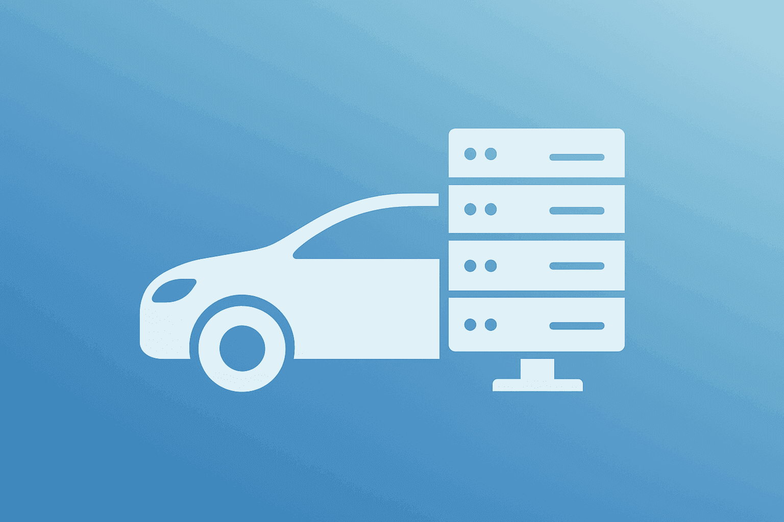 Flat vector of a car chassis fused with a server rack to evoke Tesla Q2 2026 results and AI robotaxi cash burn.