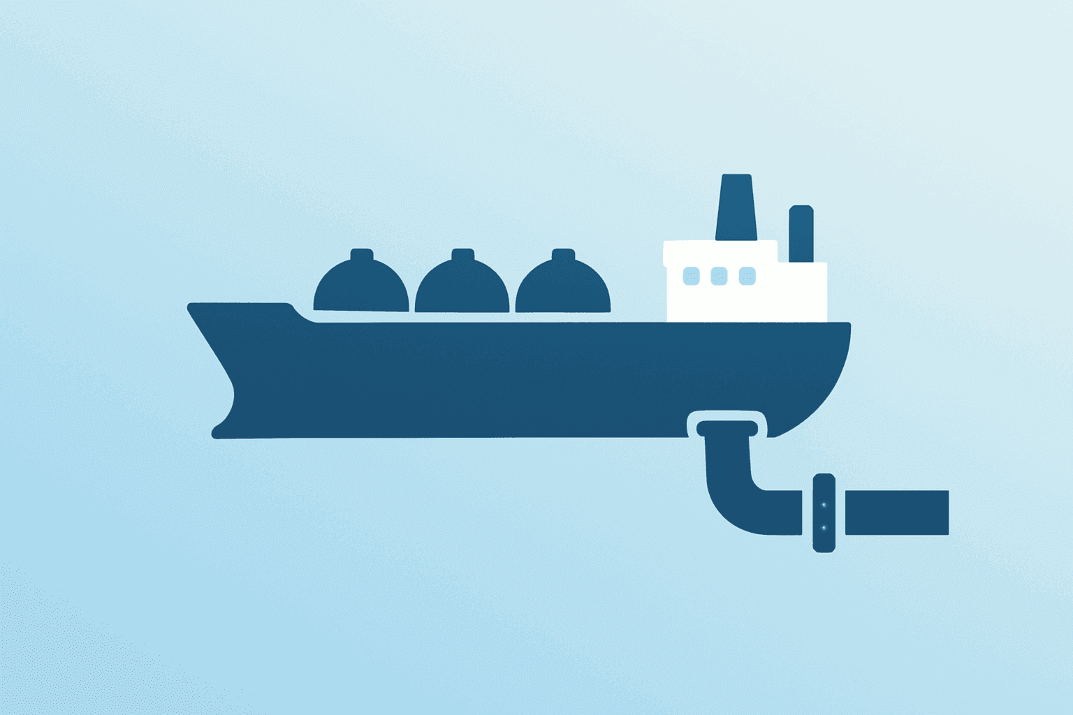 Flat vector illustration of a crude tanker fusing with a rising pipeline to symbolize oil prices and Gulf export recovery.