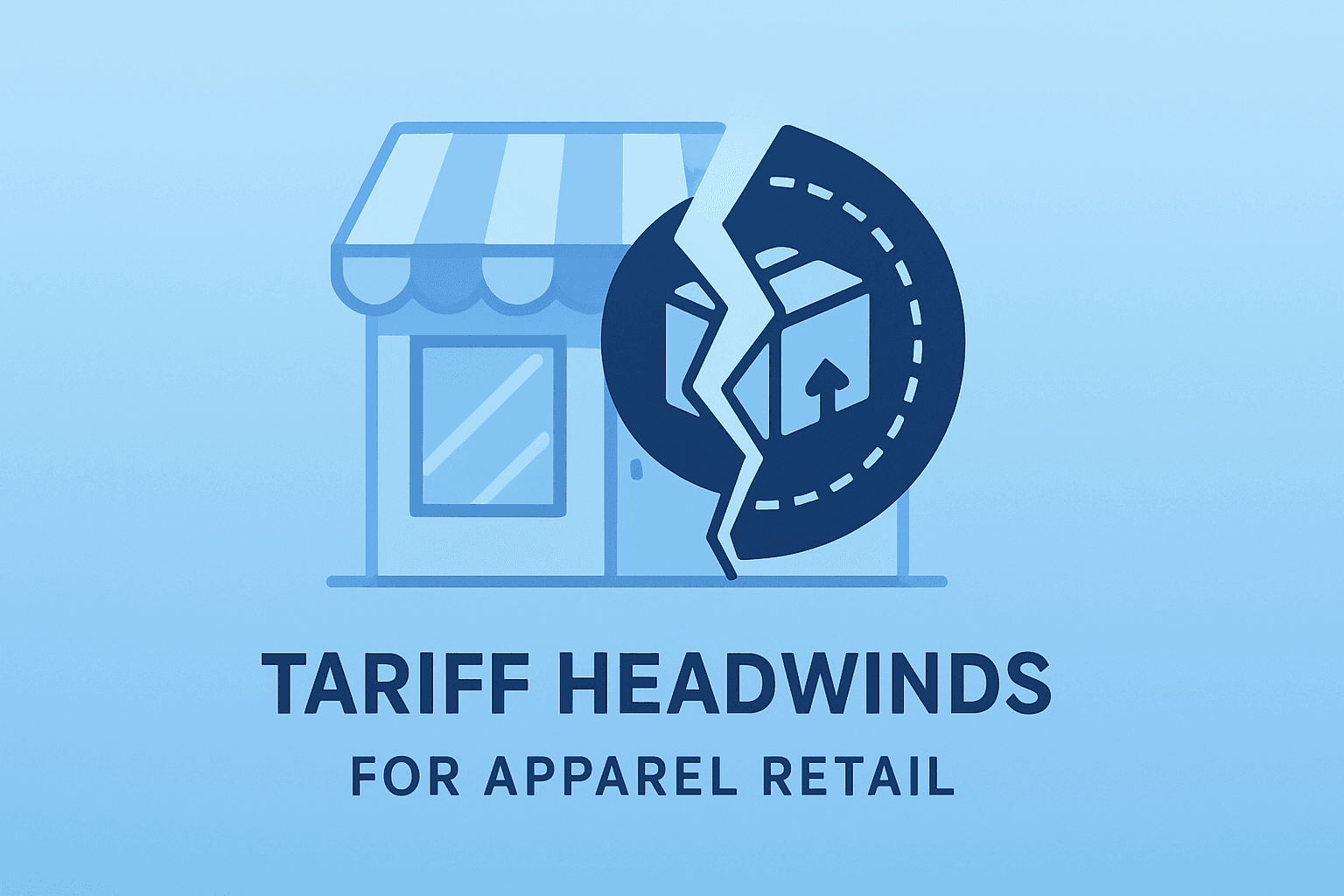 Retail storefront fused with a fractured shipping seal, symbolizing Abercrombie & Fitch outlook tightened by a tariff headwind.
