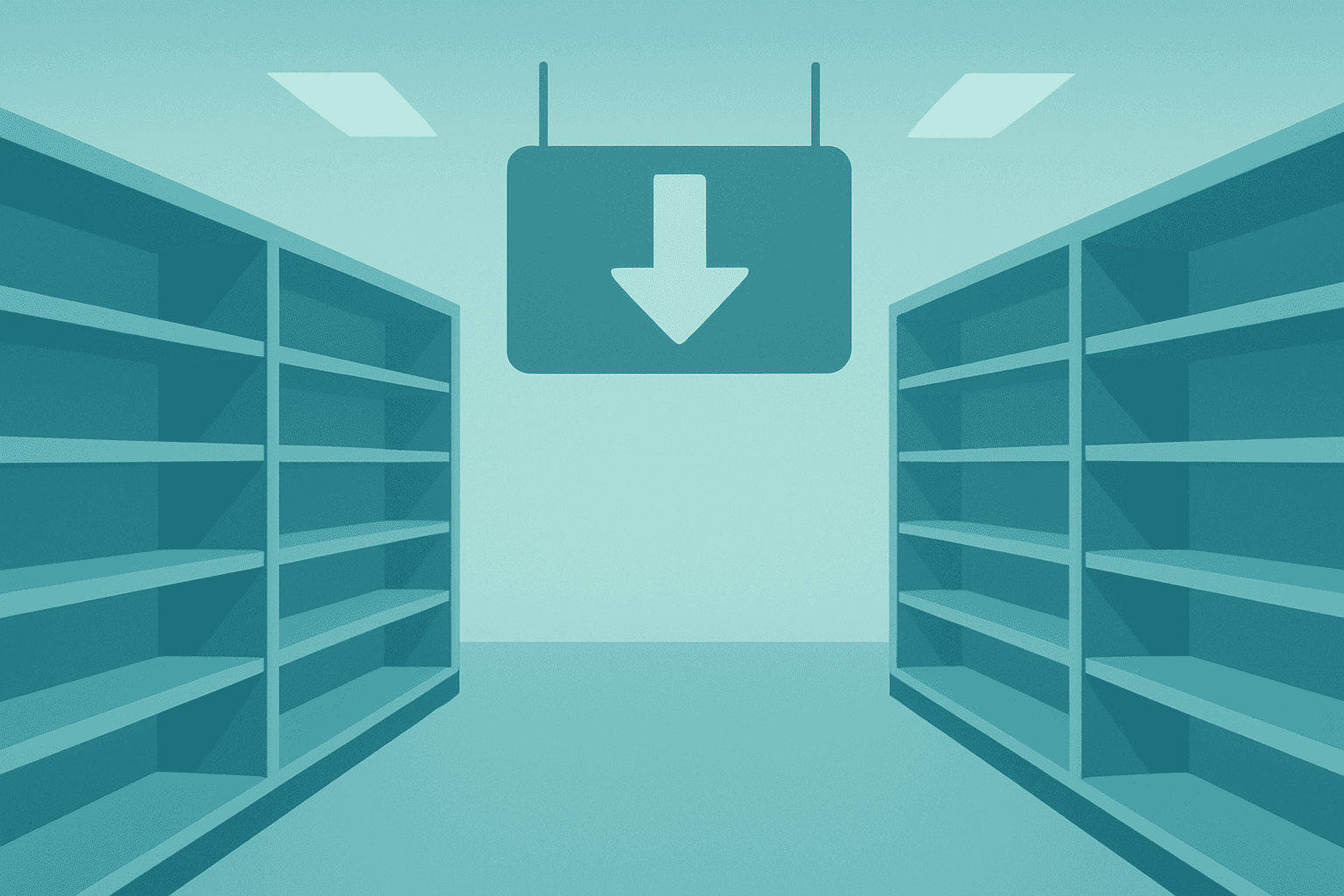 Flat vector retail storefront icon with a dimming light and a refresh motif to symbolize Target Q3 earnings.