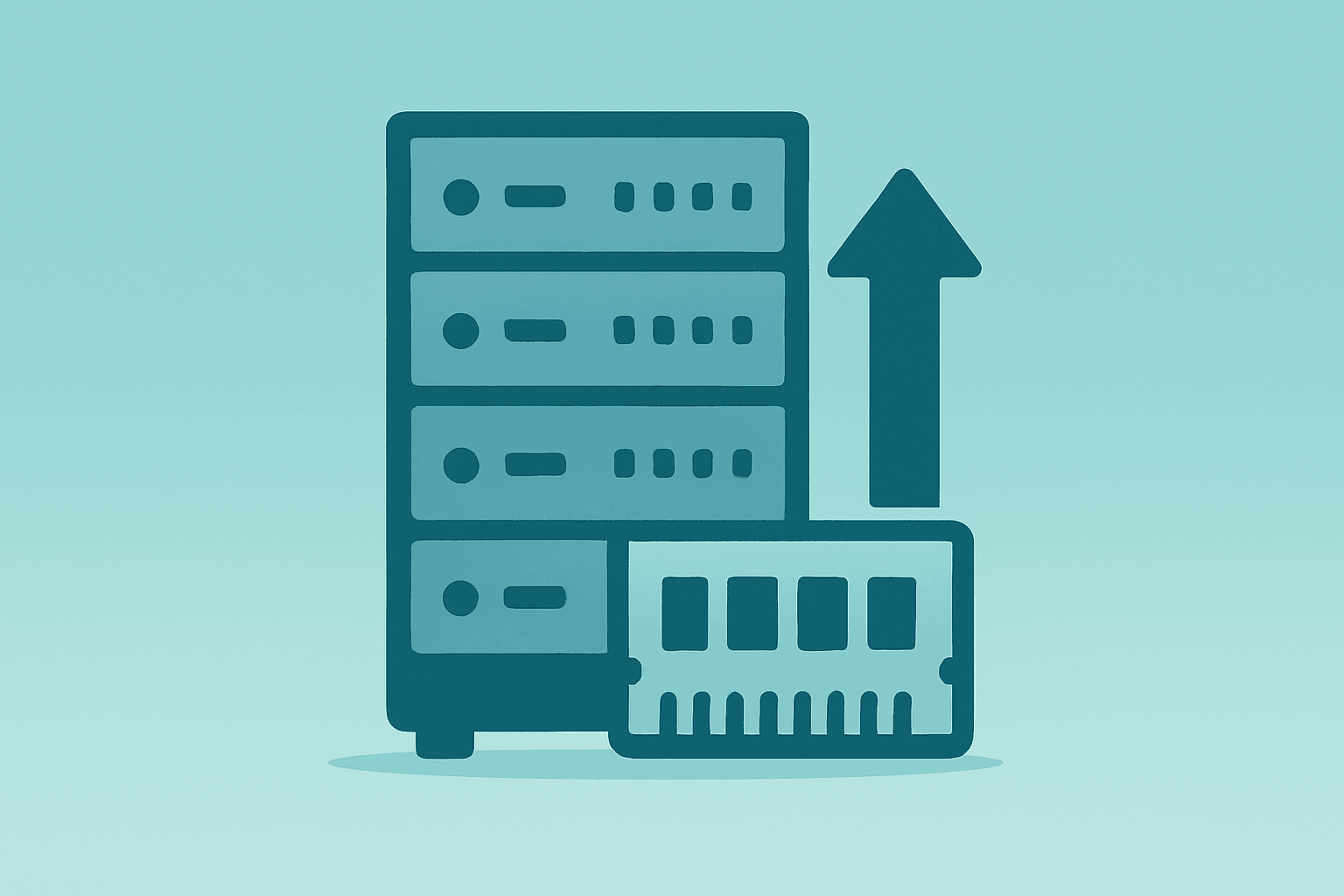 Flat vector server cluster representing Micron price target catalyst tied to AI memory demand and tight DRAM supply.