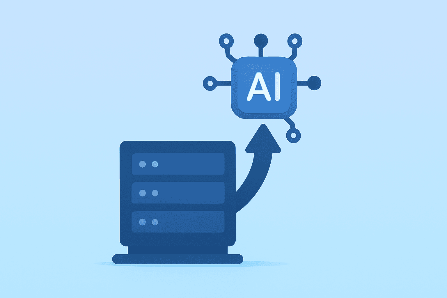 Flat-vector collaboration server dimming under a growing AI module, evoking monday.com earnings guidance uncertainty