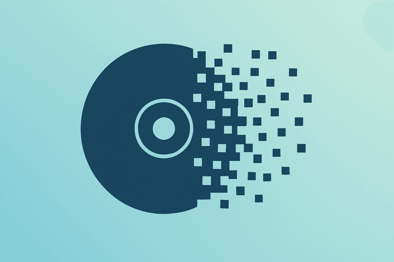 Flat filled vector of a console disc drive dimming to signify Sony End Physical Game Discs and shift to digital storefronts.