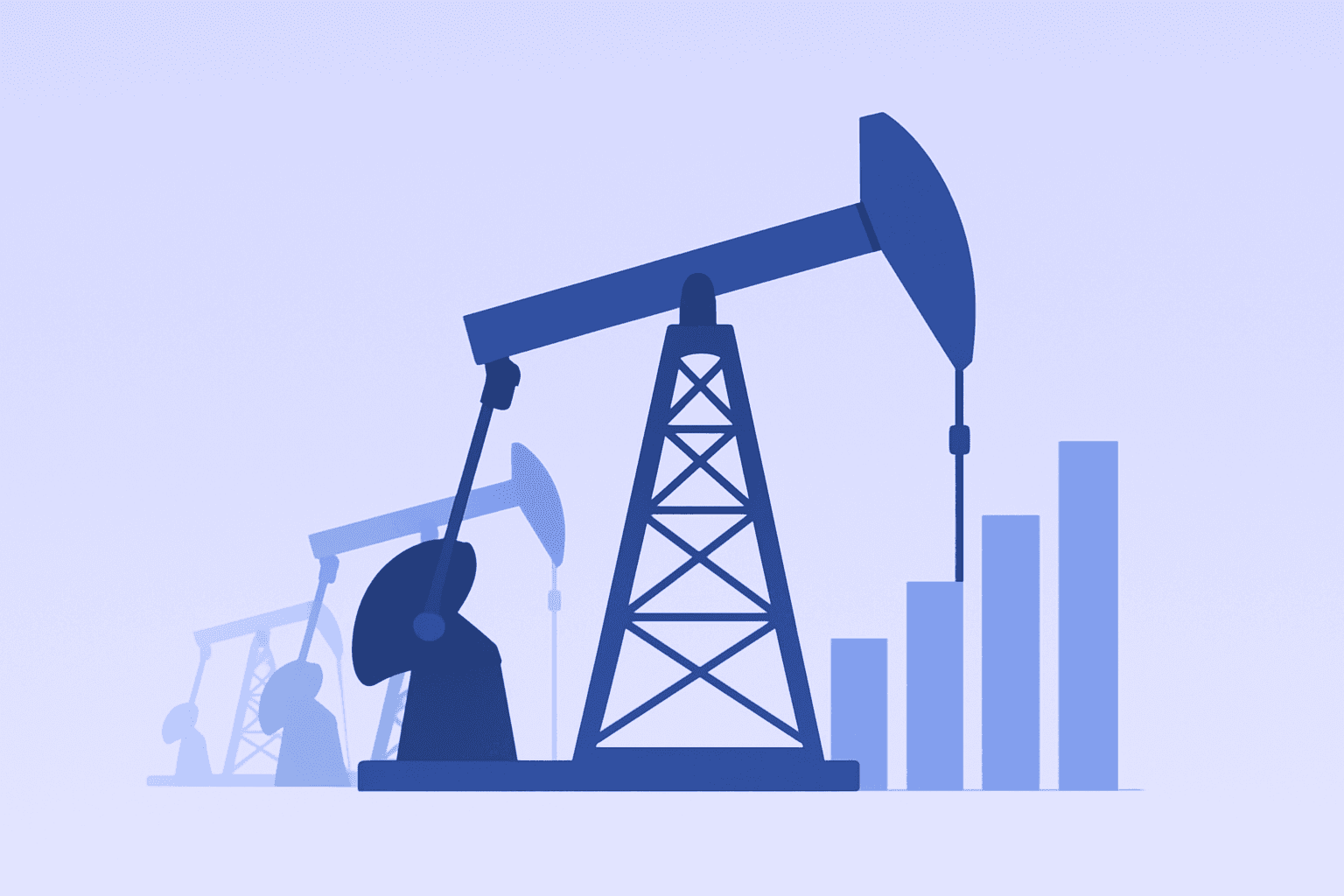 Flat-vector oil pump and pipeline representing Exxon Q4 2025 earnings beat and cash-flow strength from Permian and Guyana.