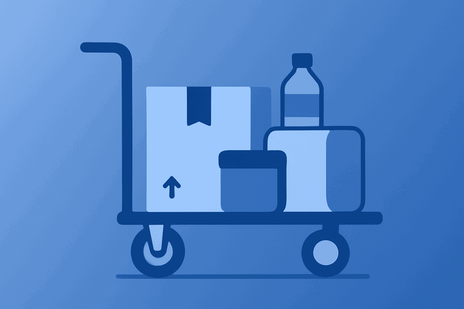 Flat filled vector of a warehouse cart symbolizing Costco Q3 2026 earnings and membership sales on a light smooth gradient.