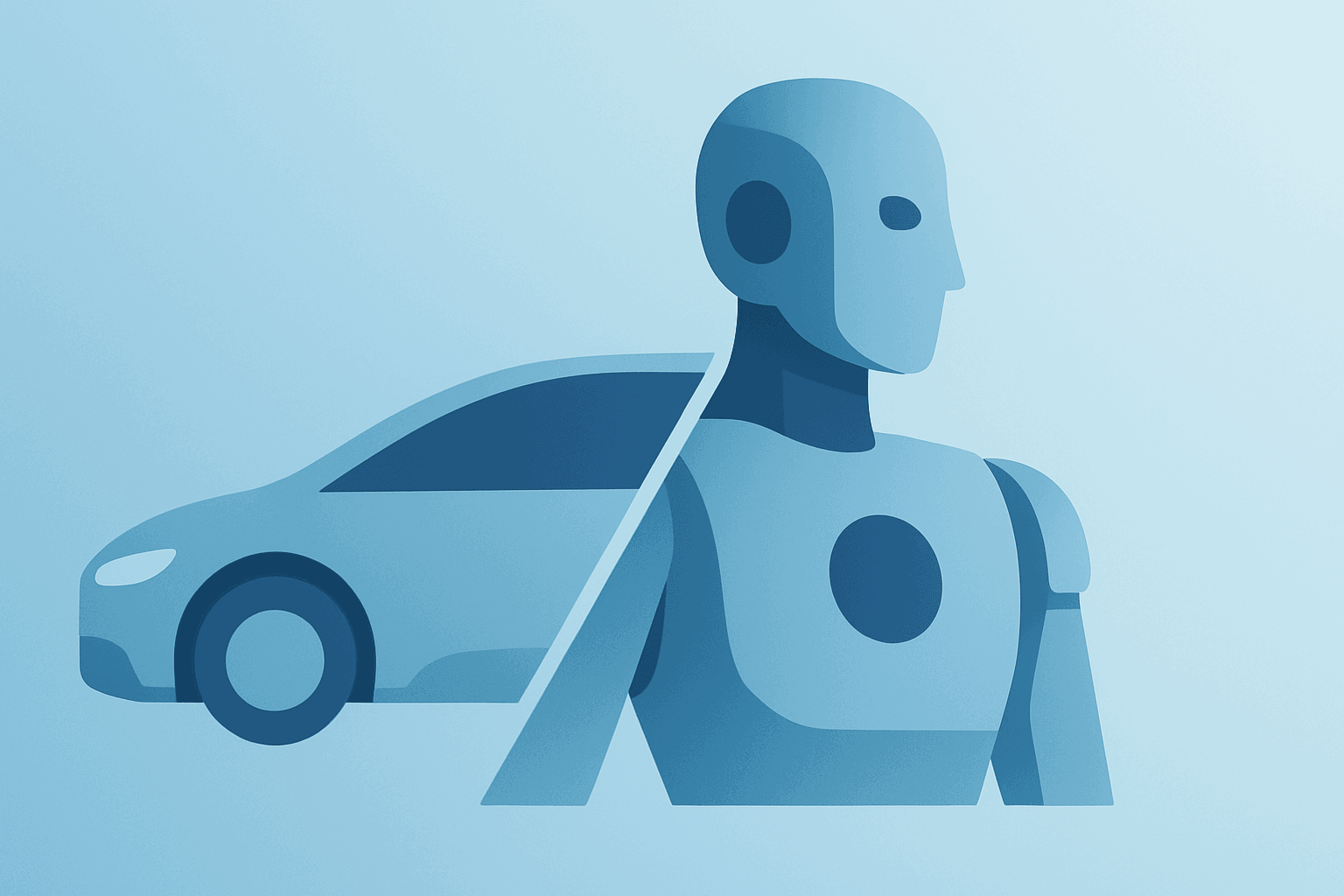 Flat-vector icon of an electric car merging with a robot to evoke Tesla Q2 2026 earnings and the delivery beat.