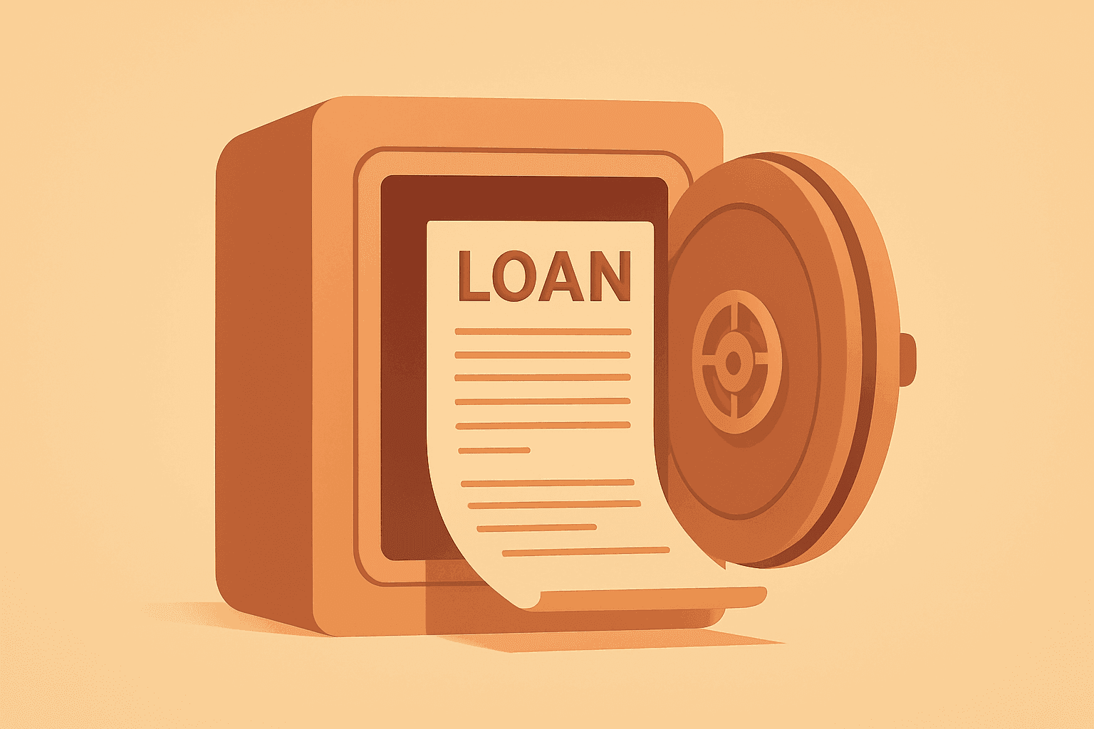 Flat filled vector of a vault and growing loan ledger symbolizing BFST earnings with mixed loan gains and deposit outflows.