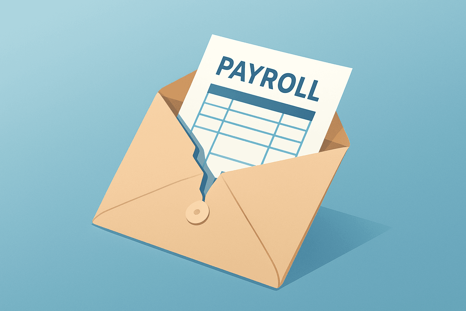 Flat vector of a sealed briefing folder opening to reveal a ledger, evoking Trump leaked jobs data and a White House review.