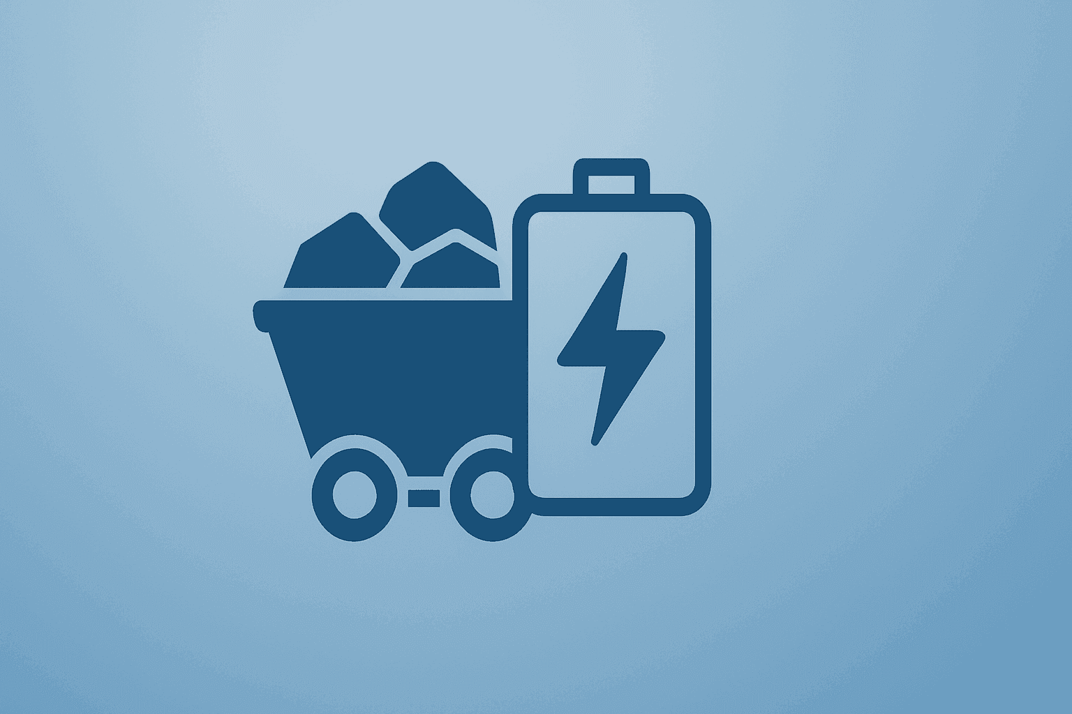 Flat filled vector of a Canadian ore node merging with a battery cog to show EU associate membership Canada supply-chain ties
