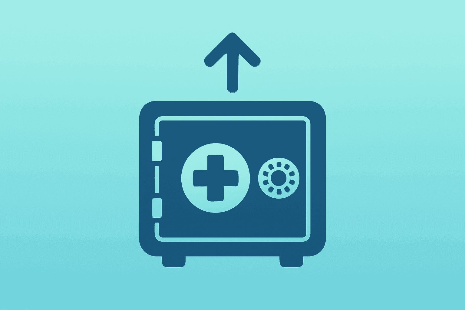 Flat filled vector of a medical distribution vault evoking Cardinal Health earnings guidance lift and specialty drug demand.