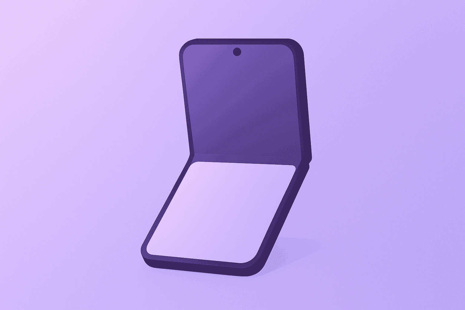 Minimal flat vector folded smartphone motif representing staged global rollout and premium positioning for the iPhone Duo.
